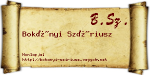 Bokányi Szíriusz névjegykártya